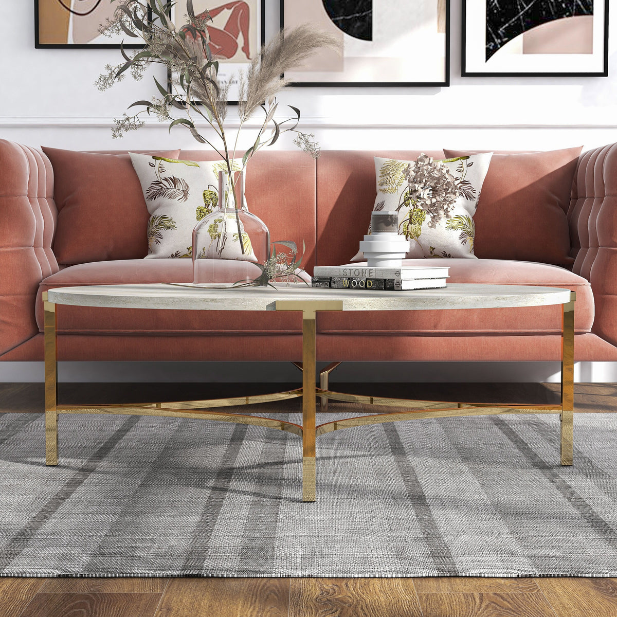 48-inch Faux Marble Coffee Table L7915