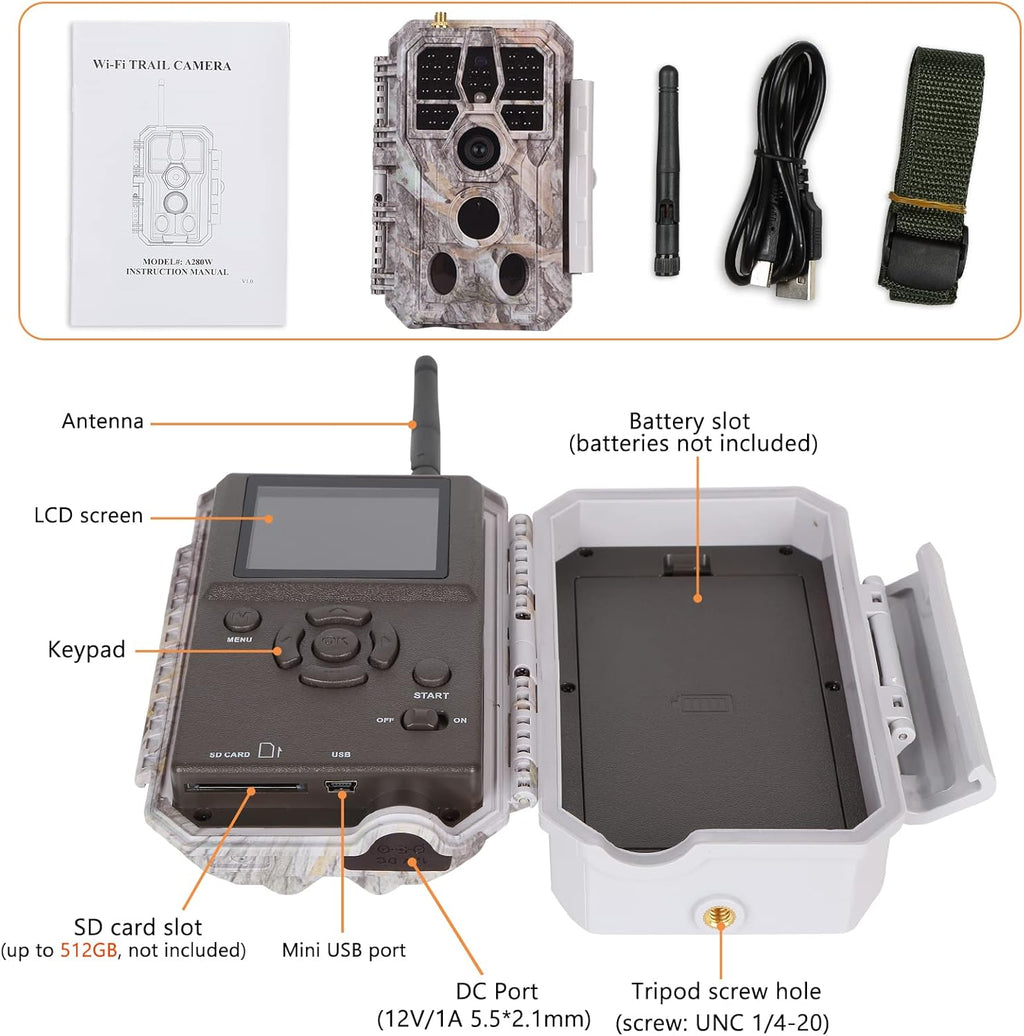 Deer & Trail Game Camera 32MP 1296P No Glow Night Vision Waterproof Motion Activated I261683