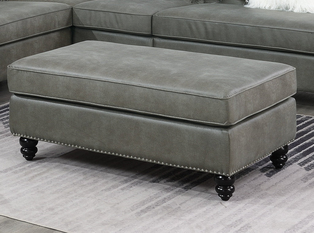 Grey Cocktail Ottoman with Wooden Legs F822847