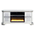 Mirrored TV Stand with Fireplace and 2 Storage Doors R7565