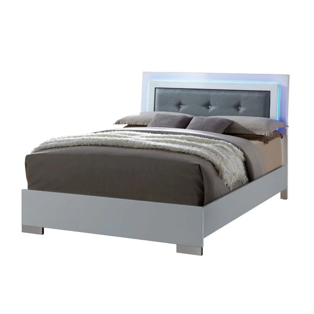 4pc Glossy White Wood Bedroom Set King Nightstand Dresser Mirror Y709890