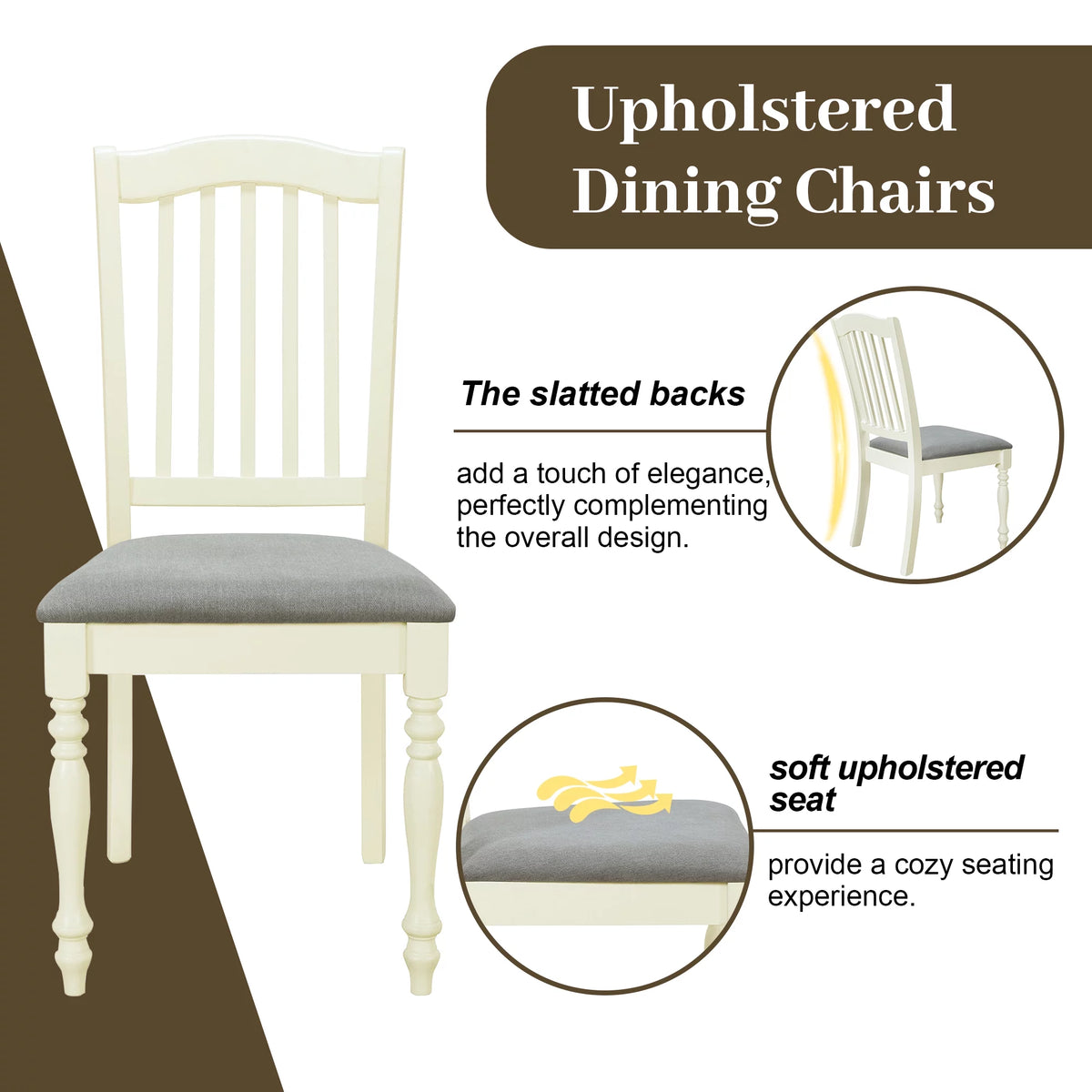 Extendable Dining Table Set with Butterfly Leaf and Upholstered Chairs H2920