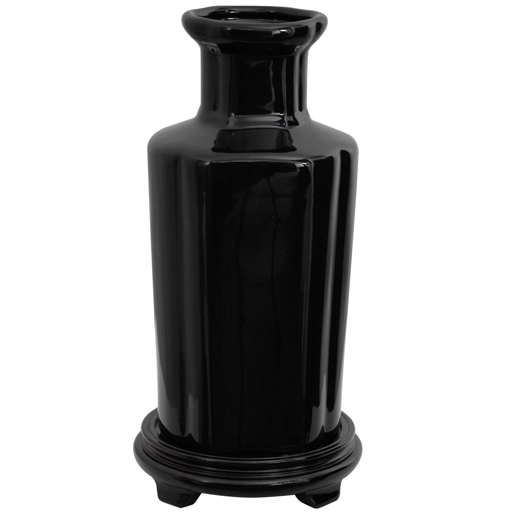 12" Solid Black Porcelain Vase L945633