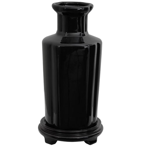12" Solid Black Porcelain Vase L945633