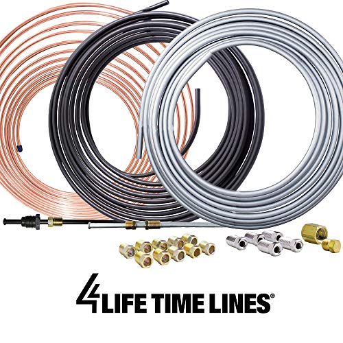 25 ft 1/4 Copper-Nickel Brake Line Tubing Coil and Fitting Kit T4595