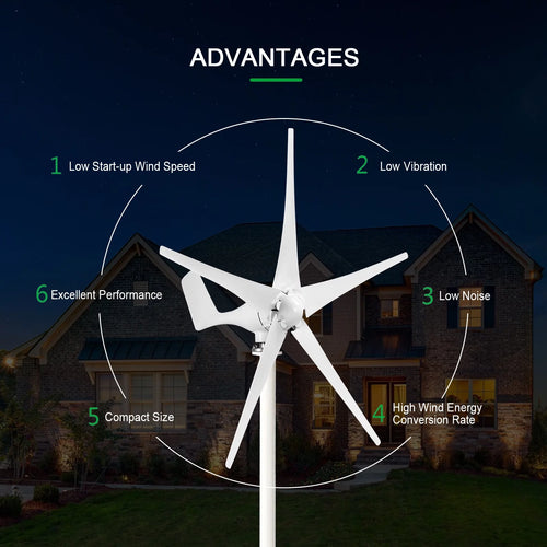 12V 1200W 5 Blades Wind Turbine Generator Kit F379622