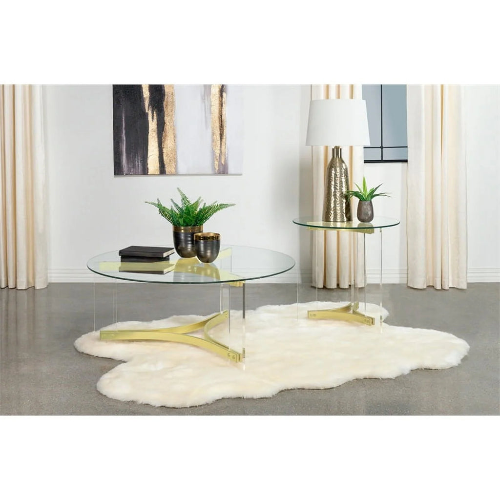 Round Glass Coffee Table with Acrylic Legs E519595