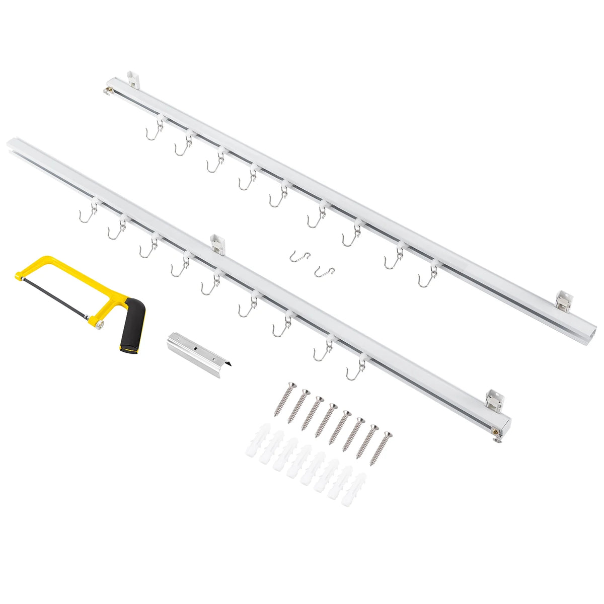 White Ceiling Mount Curtain Track Kit with Hooks R3132