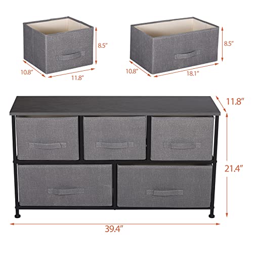 Brown Fabric 5 Drawer Dresser P745559