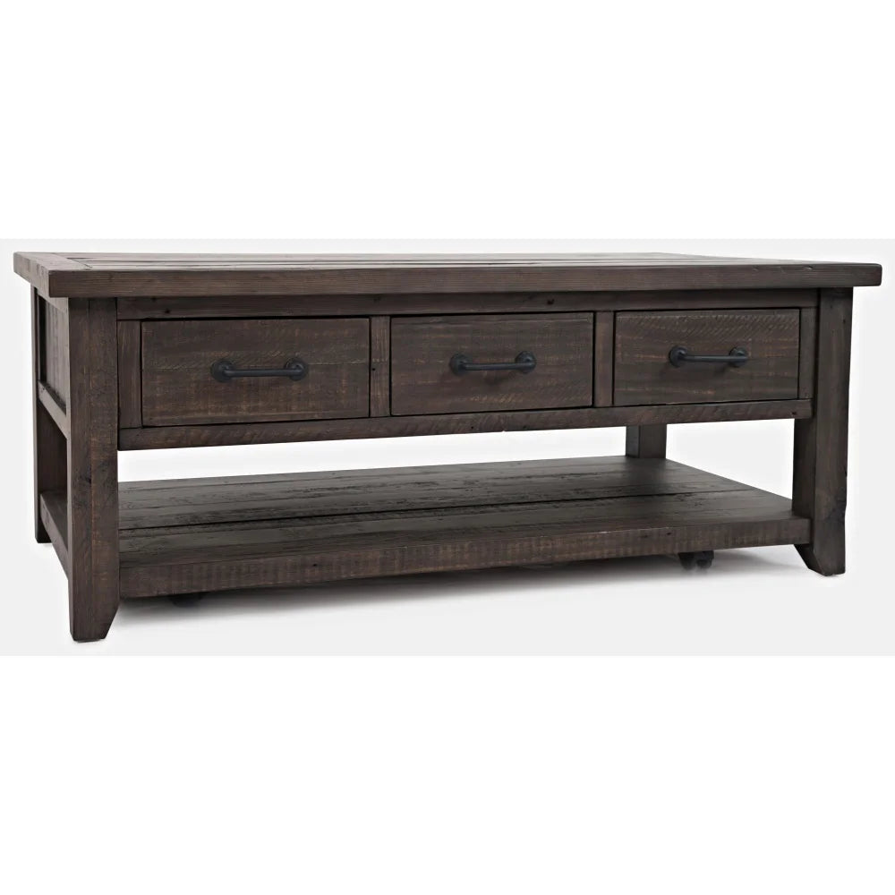 48" Rustic Reclaimed Pine 3 Drawer Coffee Table T893