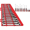 25-Piece Flex-Head Ratcheting Combination Wrench Set SAE with Screwdriver Set T75116