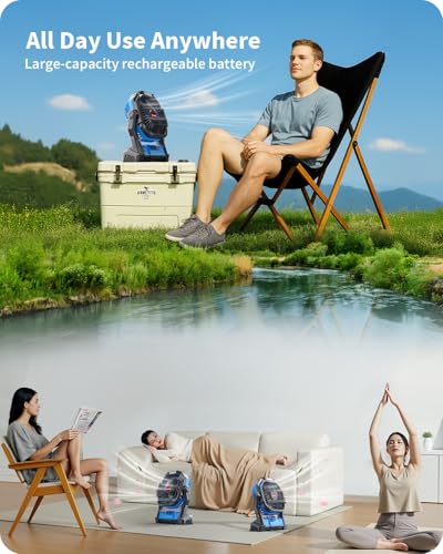 Portable Battery Operated Fan, 20000mAh Rechargeable Camping Fan with LED Lantern Q38883