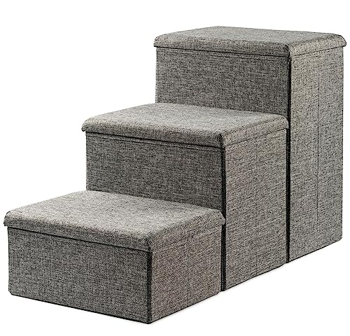 Collapsible Adjustable Pet Stairs with Storage (Grey) G81668