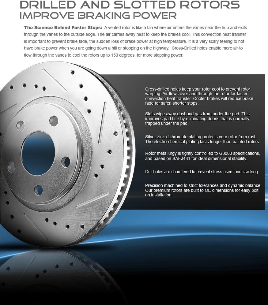 280mm 5 Lug Rear Rotors + Ceramic Pads + Clips J1638