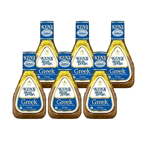 Greek Dressing with Feta Cheese & Black Olives, 16 FL OZ Bottle (Pack of 6) P36834