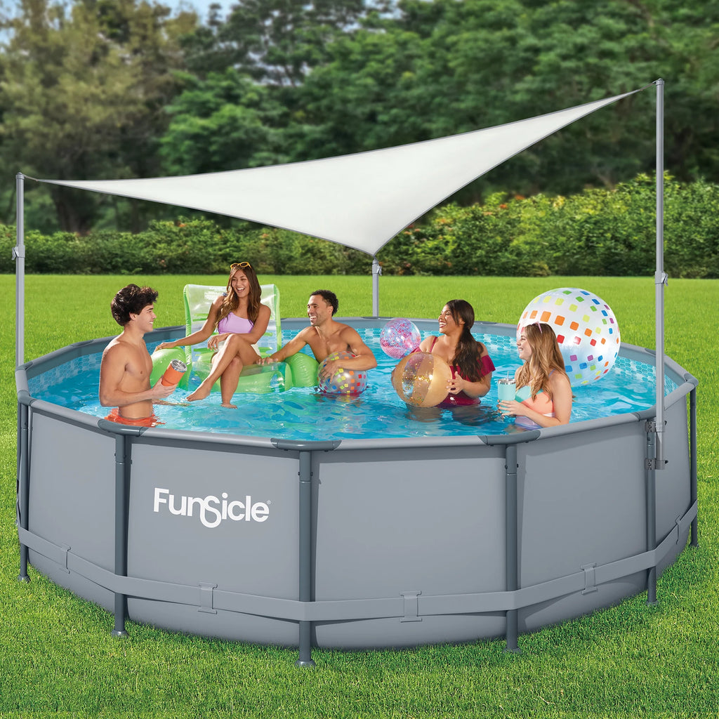 Triangular White Above Ground Swimming Pool Canopy B512975