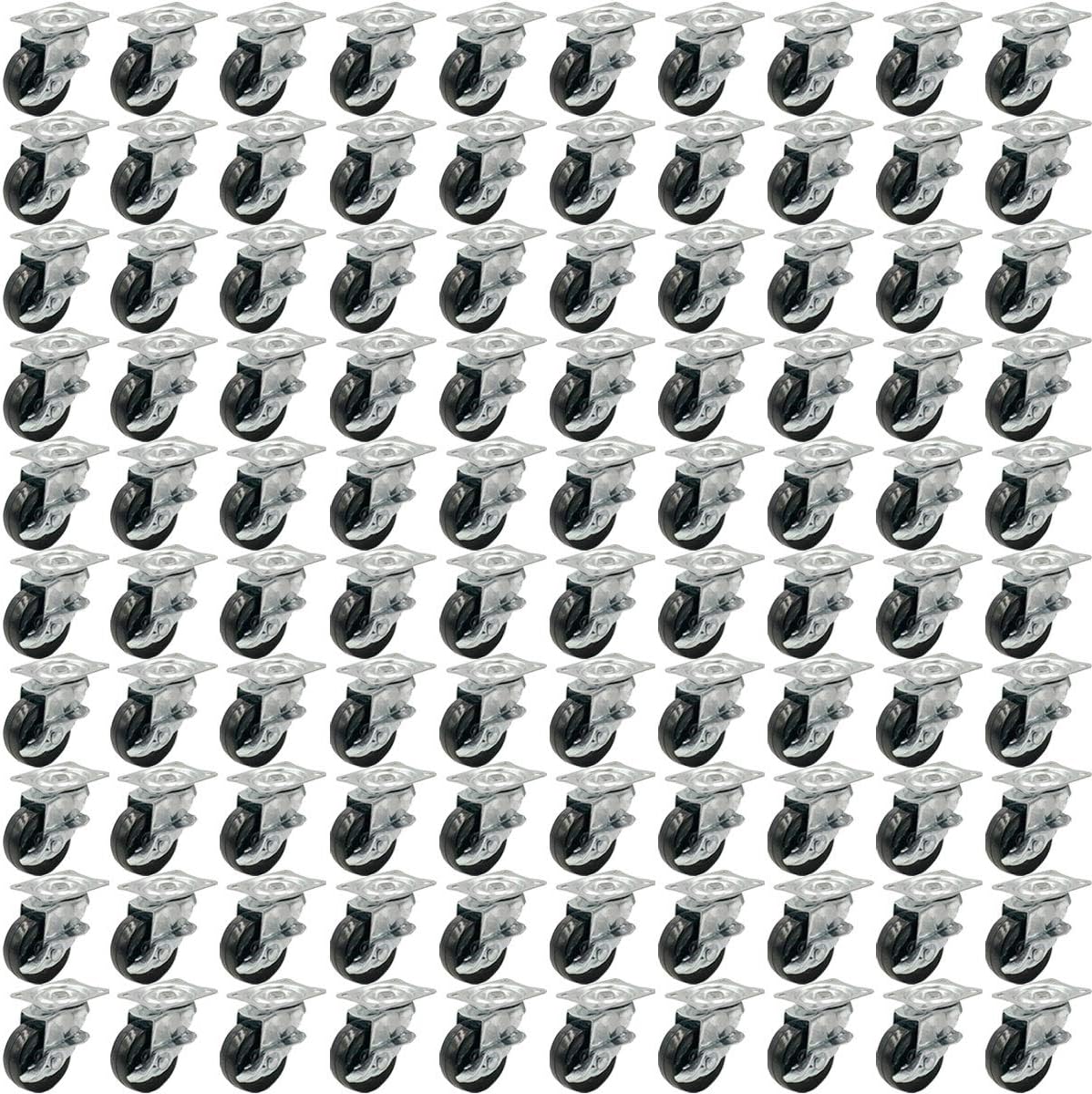 48 Pack 2 Swivel Caster With Brake Wheels Hard Rubber Base D6838