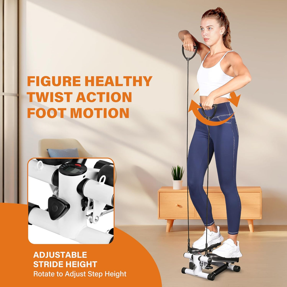 Mini Stepper with Resistance Band, 120KG Load X862