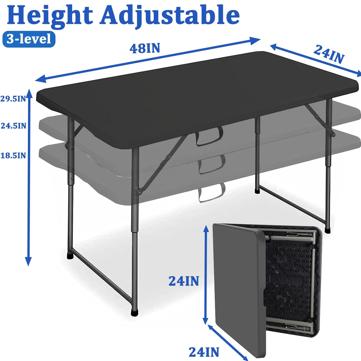 4 Foot Height Adjustable Folding Table S2566