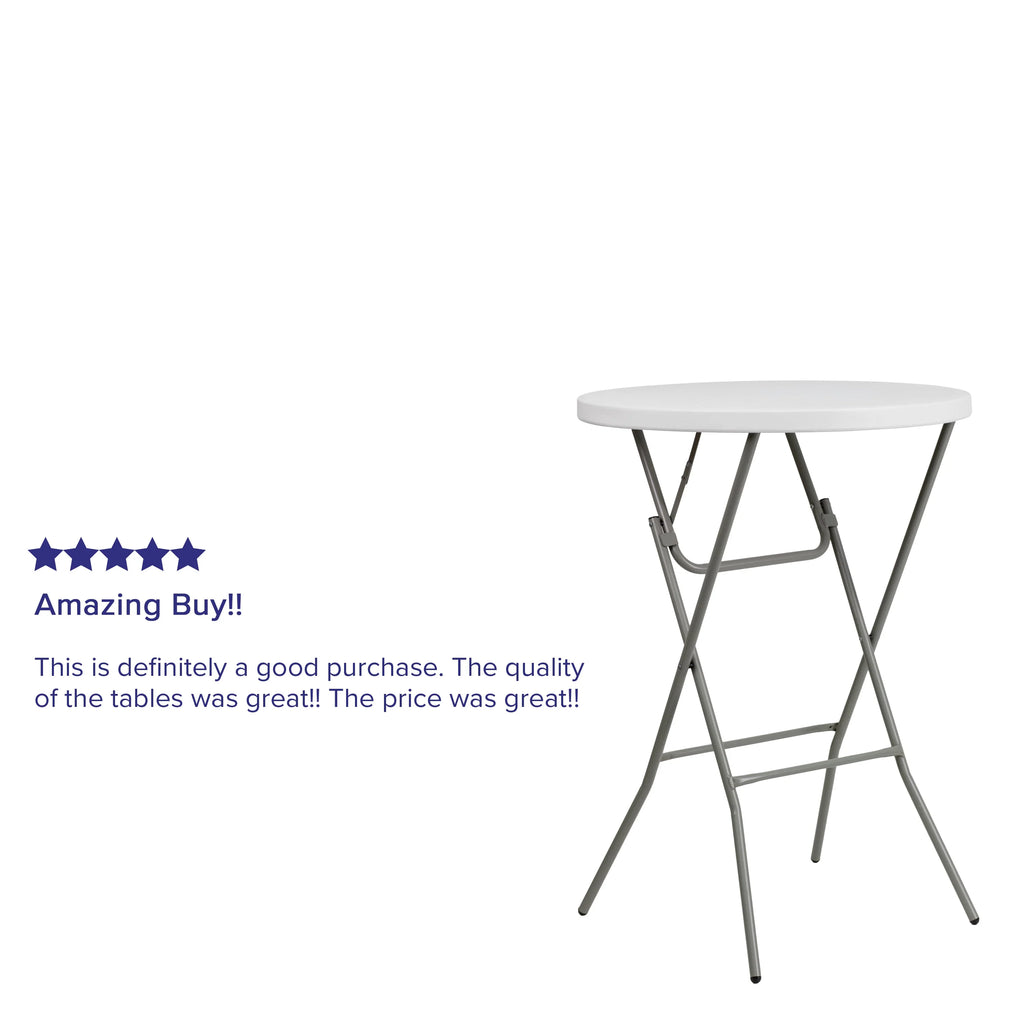 2.6-Foot Round Granite White Plastic Folding Table I1158