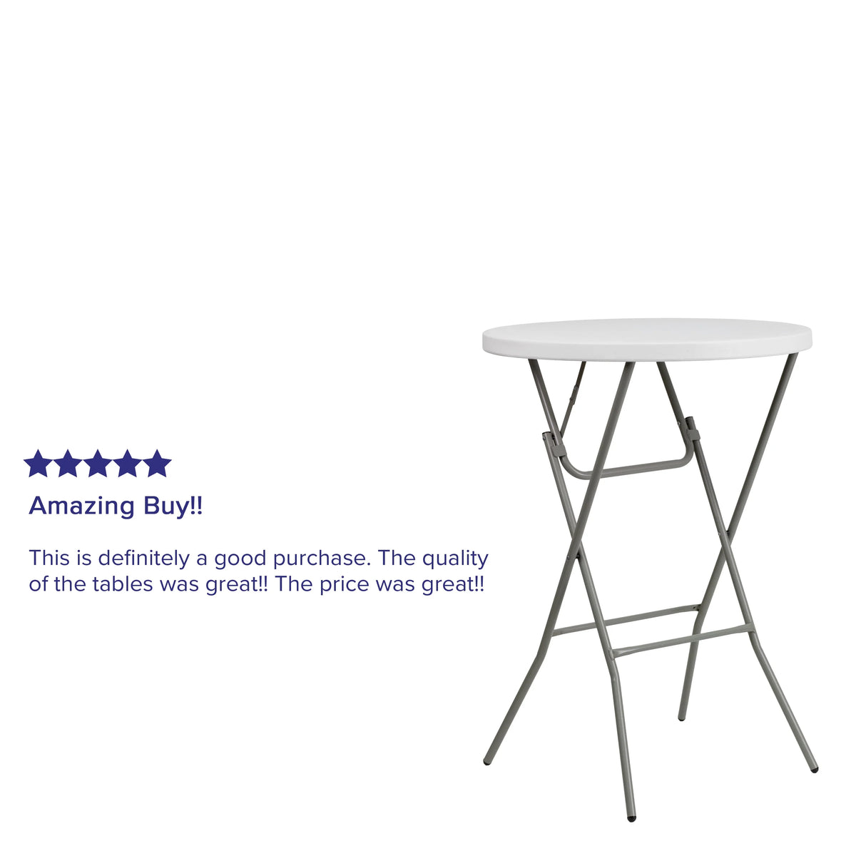 2.6-Foot Round Granite White Plastic Folding Table I1158