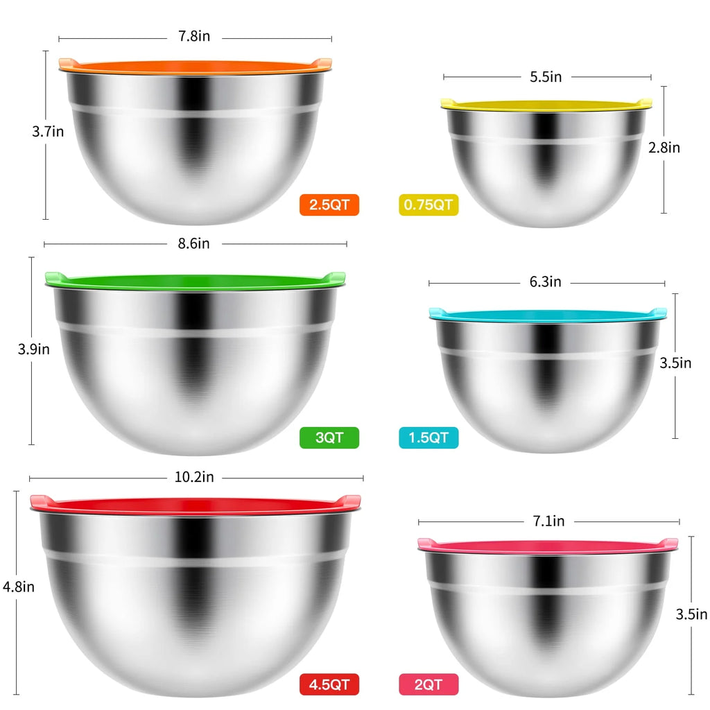 Stainless Steel Mixing Bowls Set with Lids 7 Pc Z406035