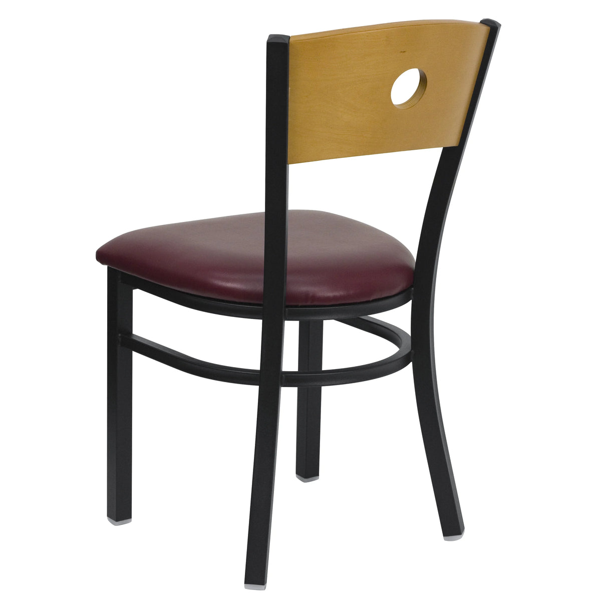 Black Circle Back Metal Restaurant Chair with Burgundy Vinyl Seat Q875080