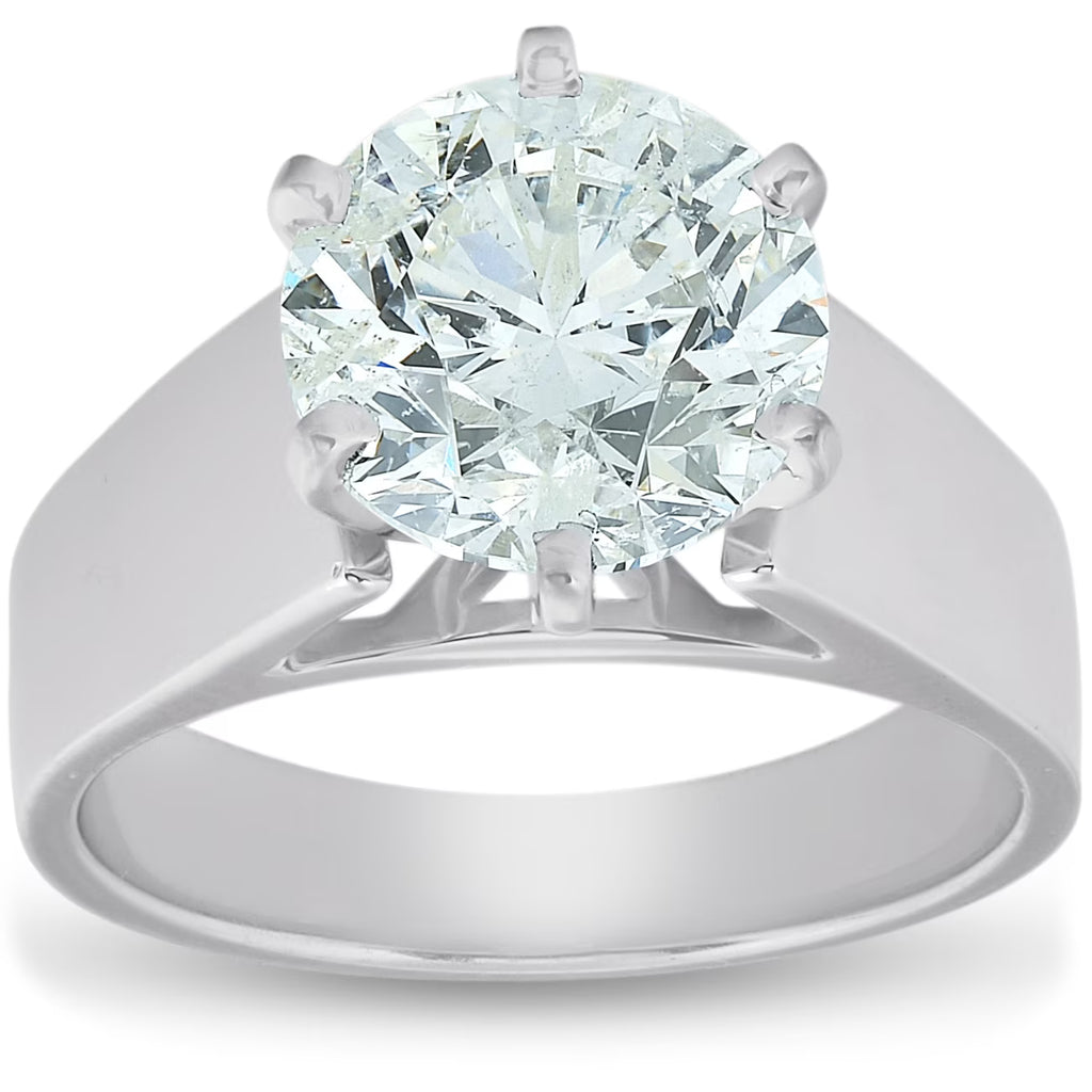 3Ct Diamond Solitaire Engagement Ring 14k White Gold V855