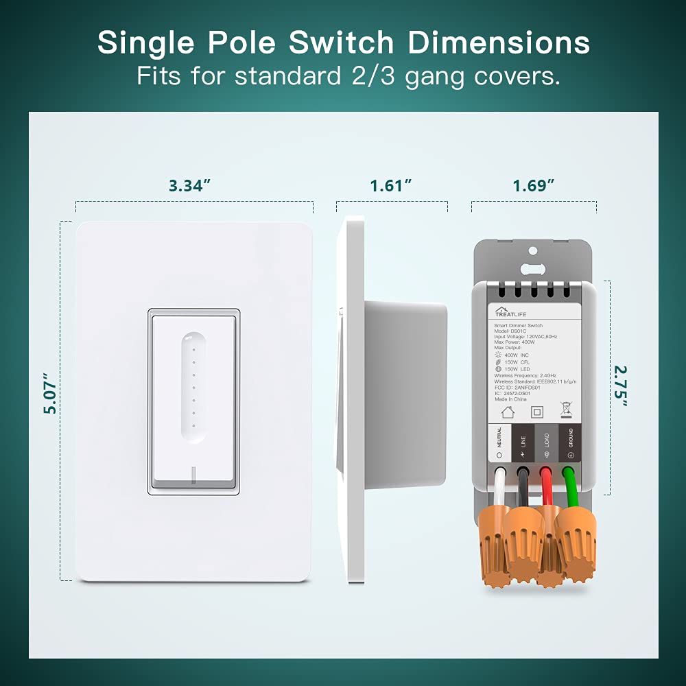 Smart Dimmer Switch 4 Pack, WiFi Light Switch, Single-Pole V41390