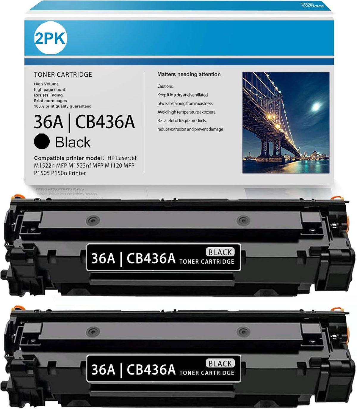 2 Pack Black Toner Cartridge 36A for HP Printer C45720