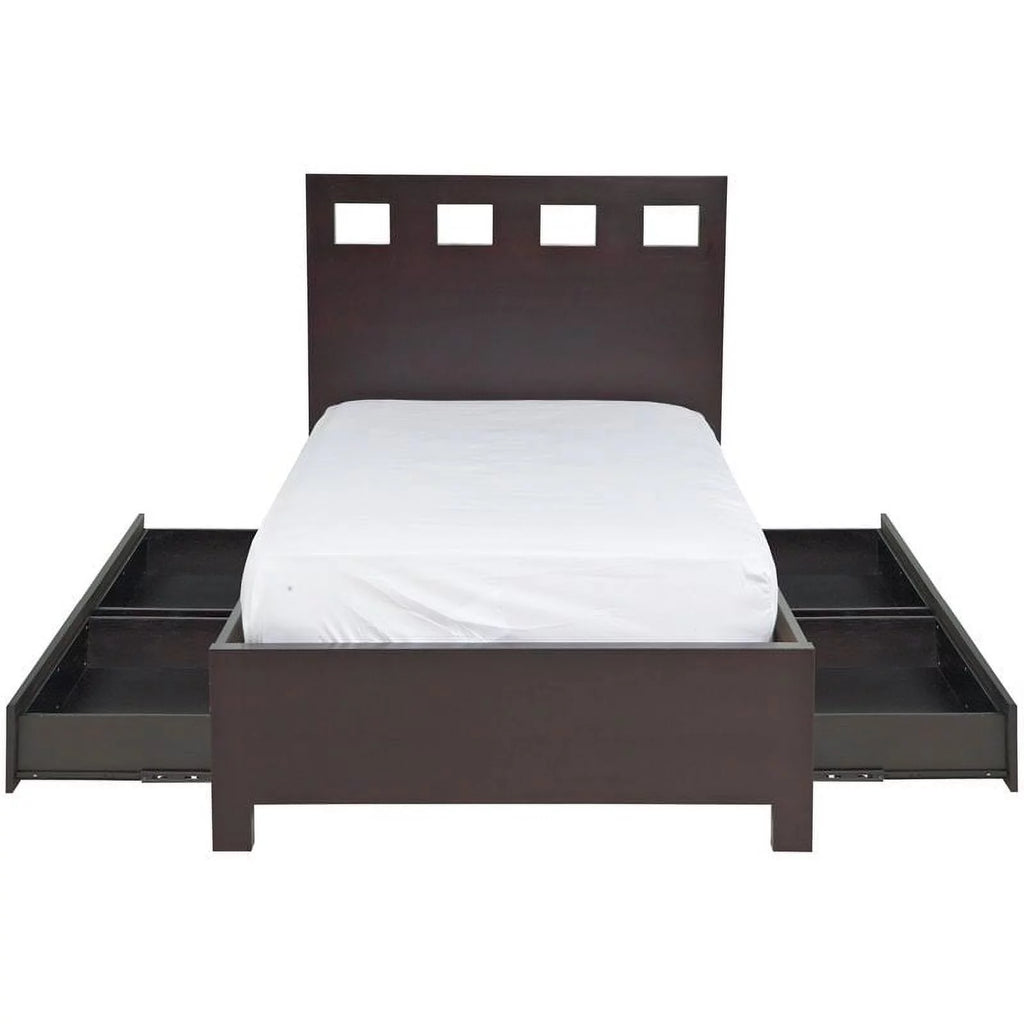 Espresso Solid Wood Platform Storage Bed C24486