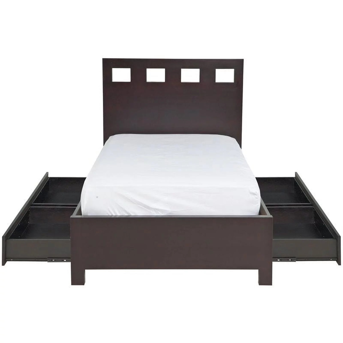 Espresso Solid Wood Platform Storage Bed C24486