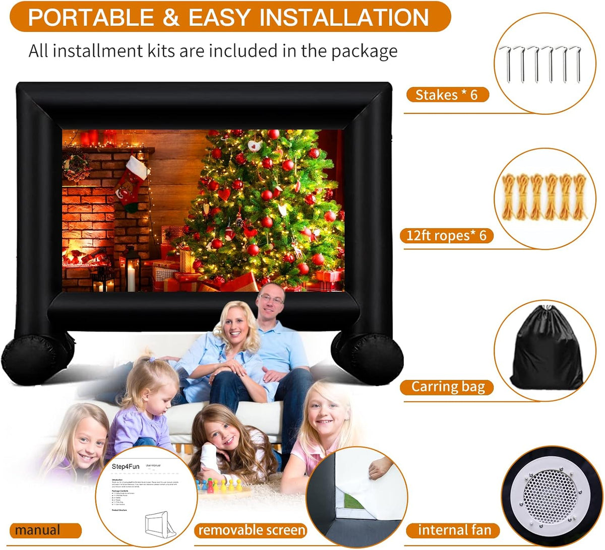 Inflatable Projector Screen with Air Blower and Carry Bag A640