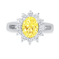 Oval Cut Yellow Simulated Diamond 18k White Gold Halo Ring Size 7.5 W5323