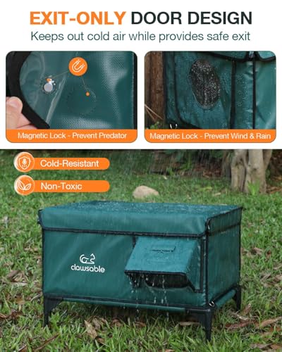 Forest Green 26"x16"x18" Insulated Outdoor Cat Shelter with Heater O59845