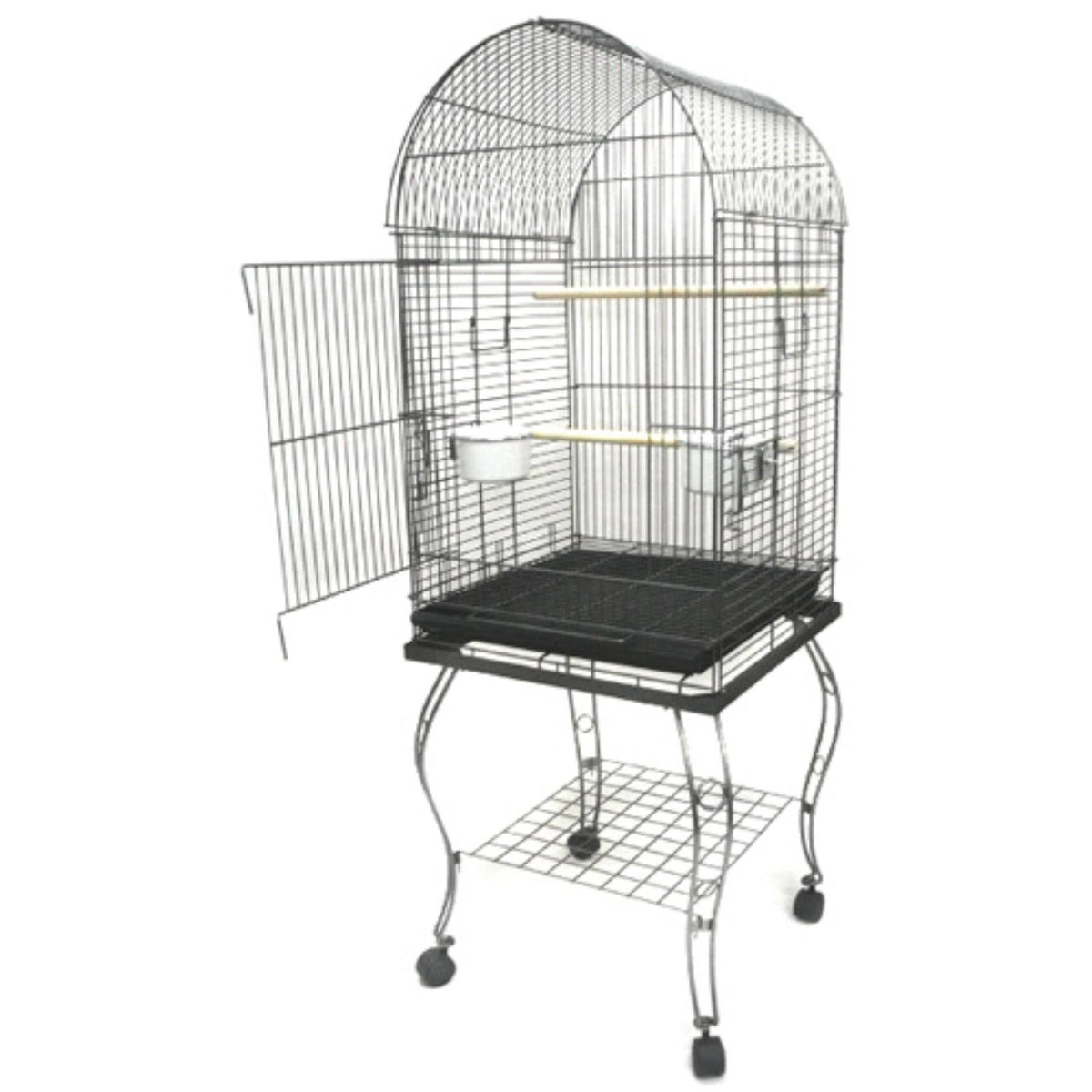 20-inch Dometop Parrot Cage with Stand, Black Y14790