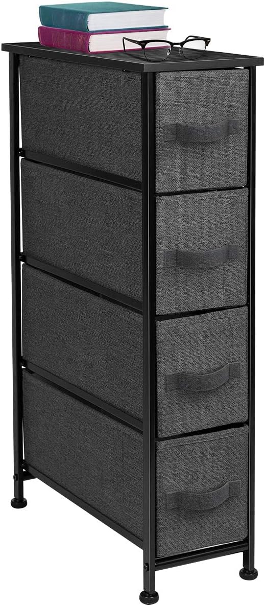 Narrow 4 Drawer Dresser Tower with Fabric Bins P165410