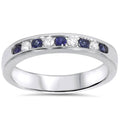 14K White Gold Sapphire Diamond Wedding Ring M9350