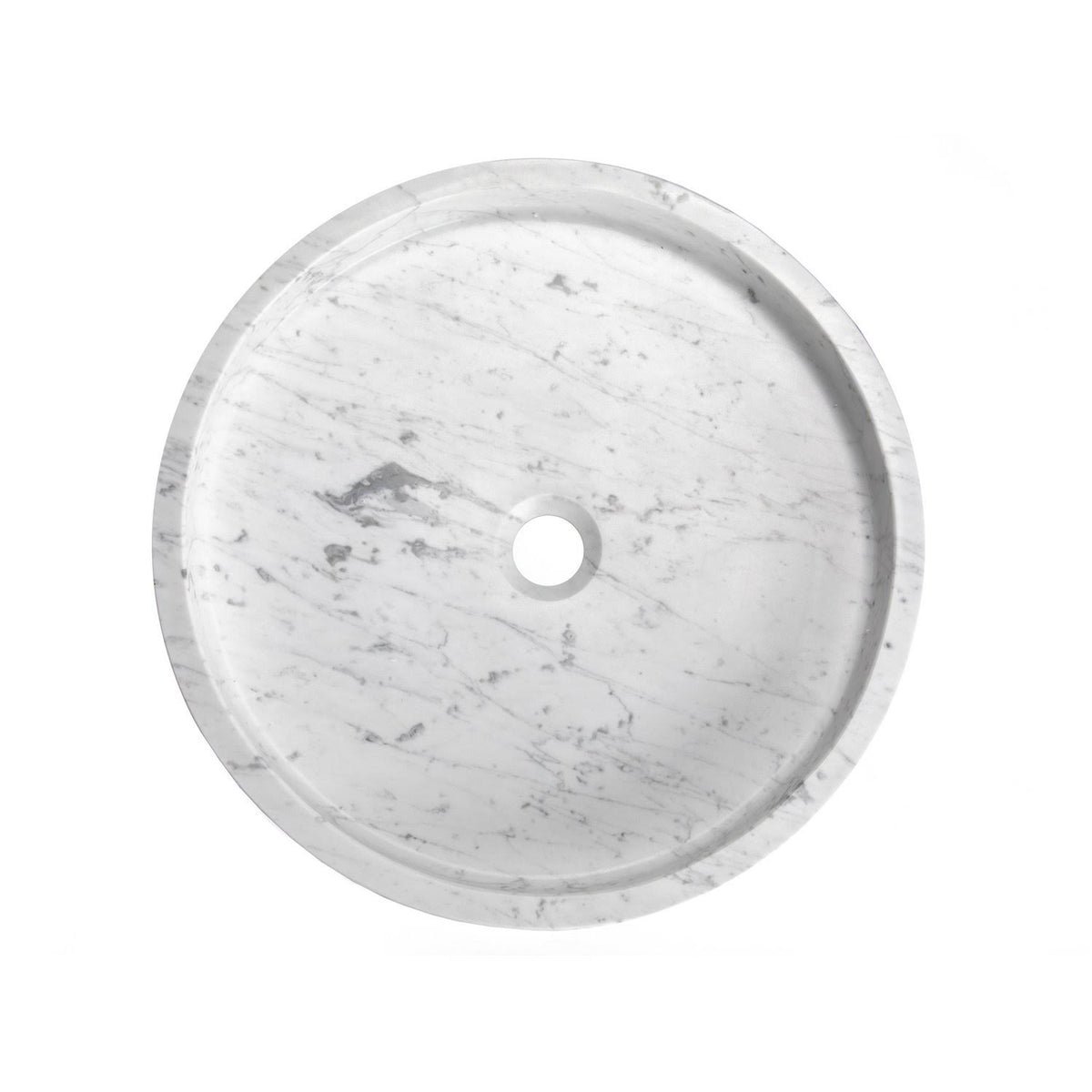 White Carrara Marble Round Vessel Sink A6530