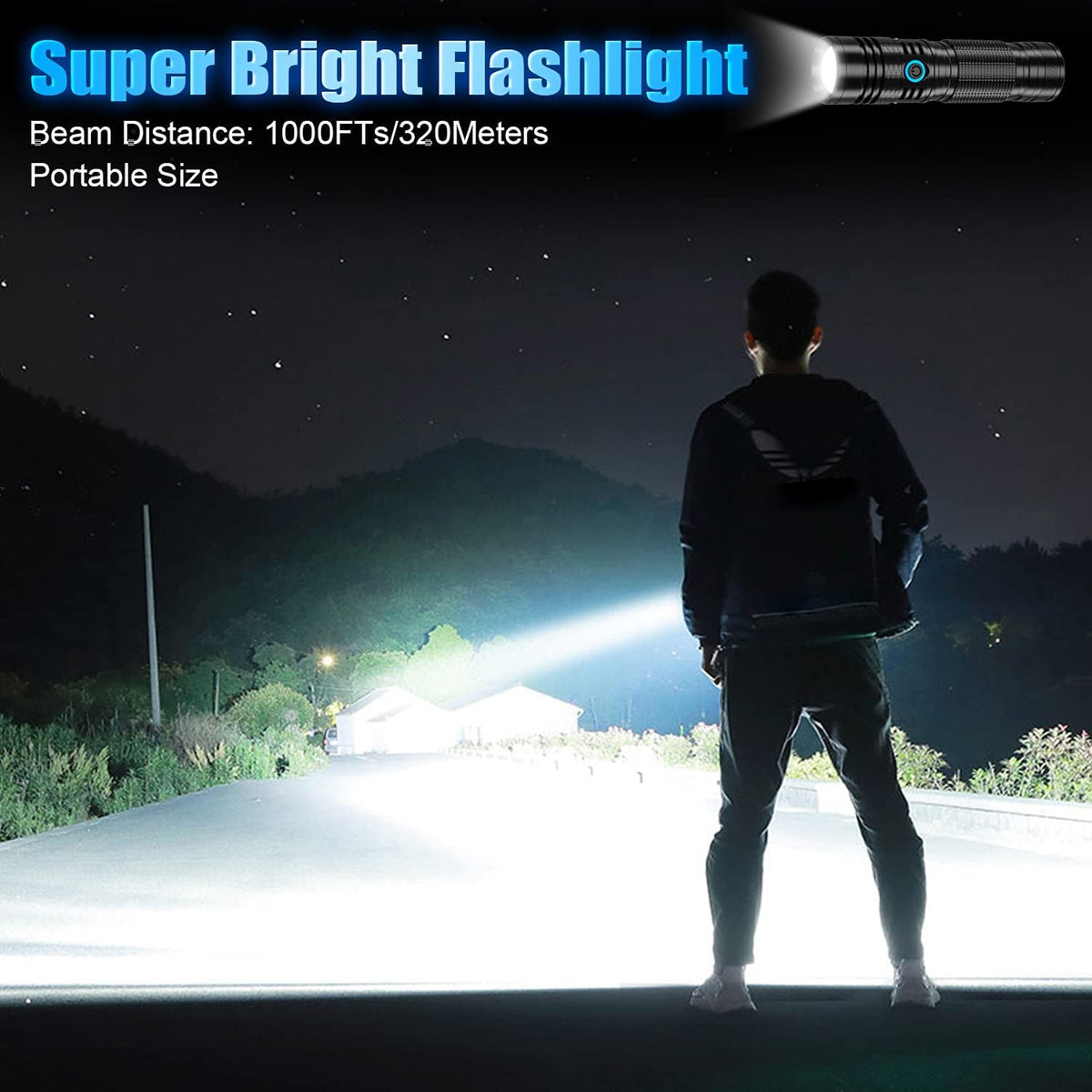 Rechargeable LED Flashlight, 1200 Lumens, 5000mAh Battery, Waterproof, Handheld, Tactical Z31058