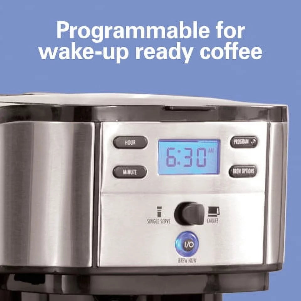 2-Way Coffee Maker, Single-Serve or 12 Cups, Glass Carafe, Black B807501