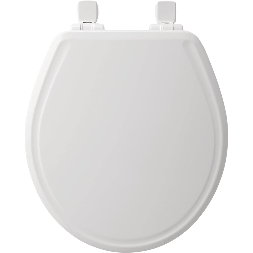 Slow Close Round Enameled Wood Toilet Seat in White P38018