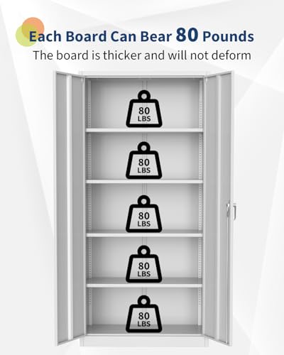 Tall Metal Storage Cabinet with Doors Shelves Lock B800
