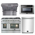 48 Inch Gas Range, Wall Mount Range Hood, Microwave Drawer, Dishwasher F9956