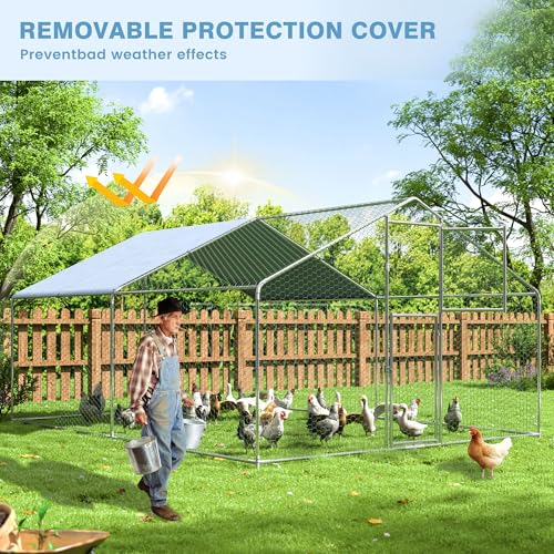 Metal Chicken Coop with Waterproof UV Protection Cover P1580