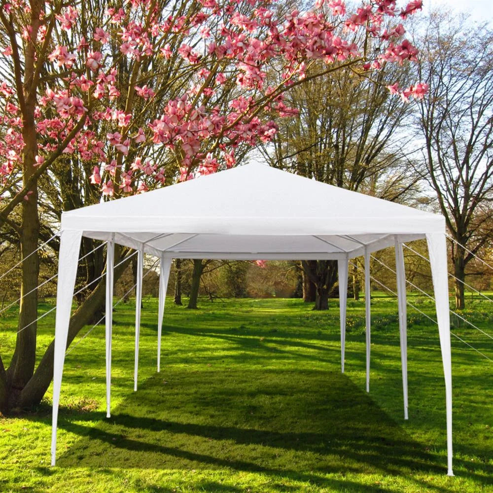 30'x 10' Outdoor Party Tent Waterproof White Canopy with Sidewalls V58644