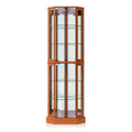 Lighted Corner Curio Cabinet with Tempered Glass Doors and Shelves J645912