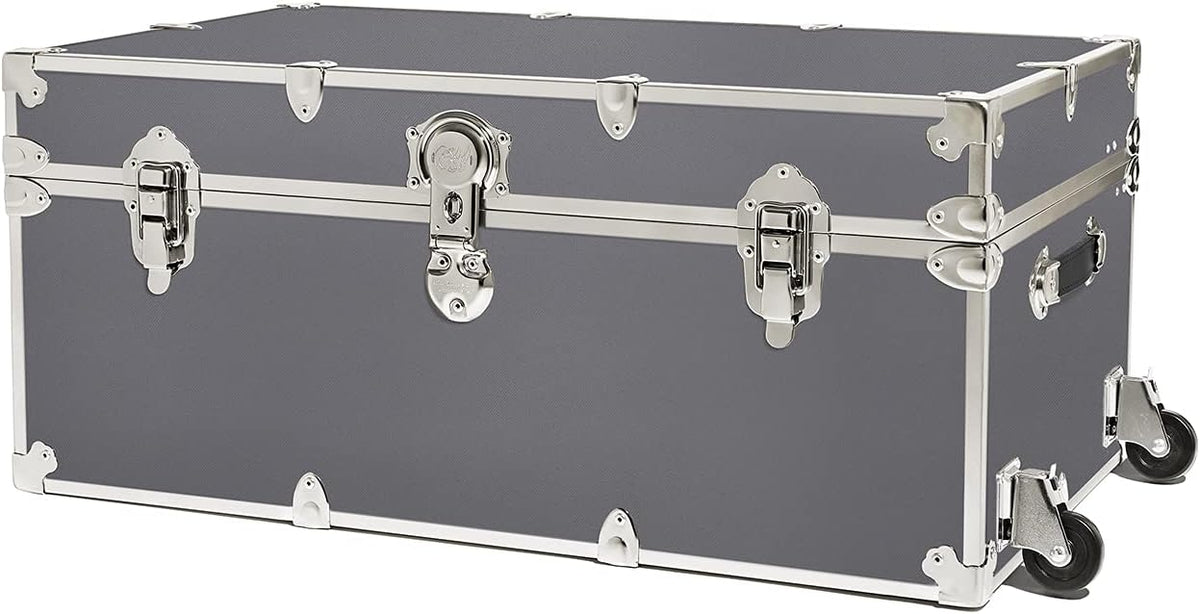 Large Armor Trunk with Removable Wheels 32x18x14 (Silver) W36543