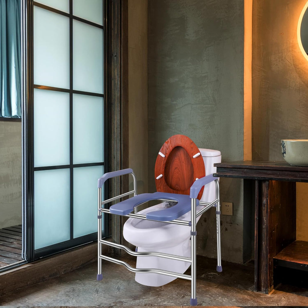 Raised Toilet Seat with Handles 400lbs, Adjustable Height A511362