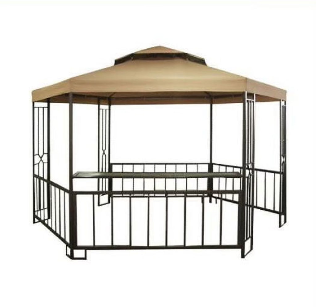 Hexagon Gazebo Replacement Canopy Top and Side Mosquito Netting Set I3575